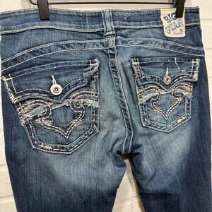 Big Star Vintage Sweet Ultra Low Rise Bootcut Jeans Flap Stiched Pocket 30L Y2K